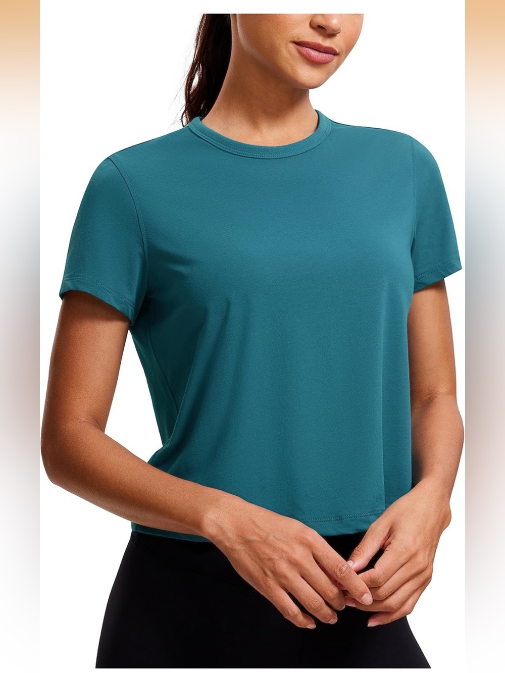 CRZ YOGA Teal Short Sleeve Shirt - women’s xxs